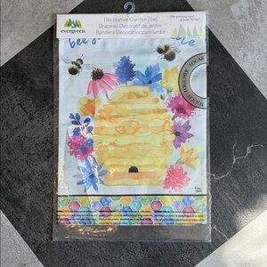 NWT - Evergreen Linen Garden Flag - “bee sweet bee humble” watercolor floral
